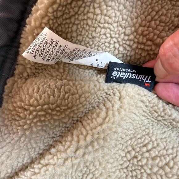 L.L. Bean Chore Coat Jacket LT Field Work Canvas 284421 Vintage Sherpa Military - Picture 5 of 11